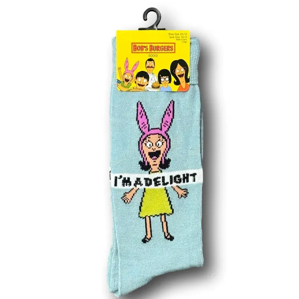 3/$20 Bob's Burgers Cartoon Louise Belcher Funny Novelty Crew Socks - NWT